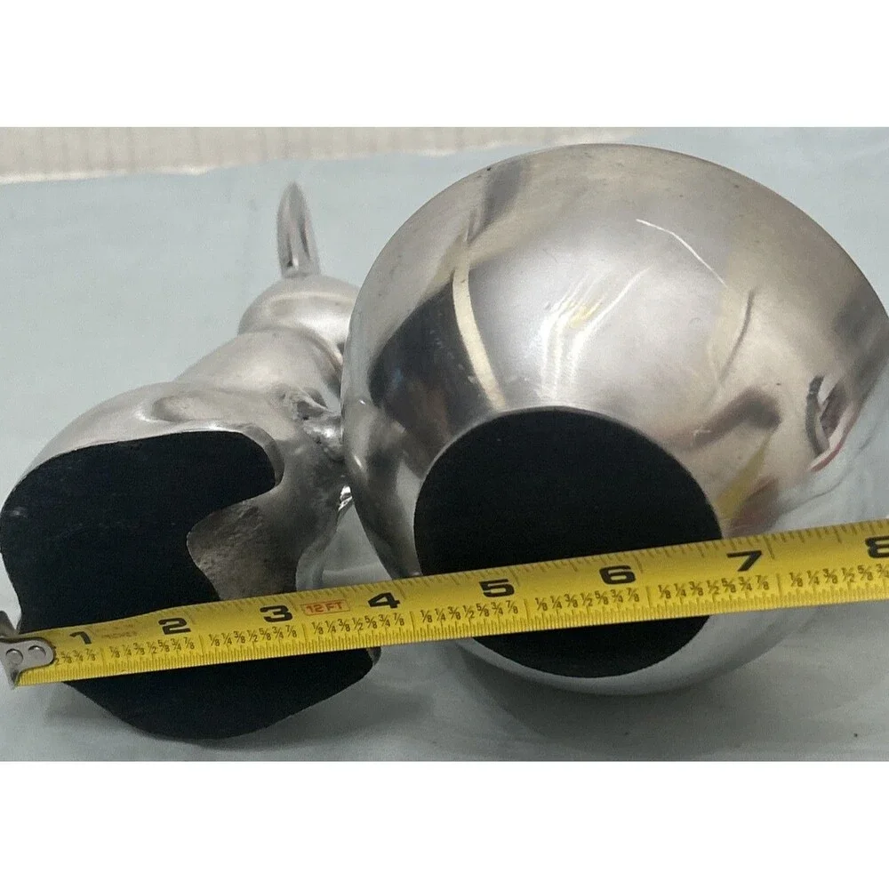 Easter Bunny w/ Attached Bowl Shiny Silver Finish Aluminum 7